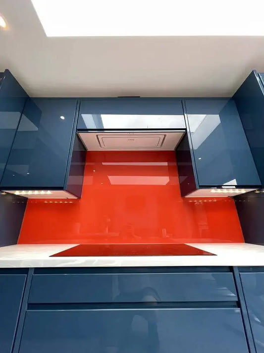 Signal Red Colour Glass Splashback - Bespoke