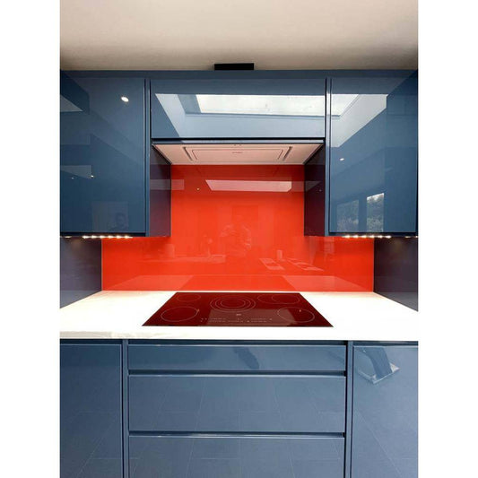 Signal Red Colour Glass Splashback - Bespoke - CreoGlass®