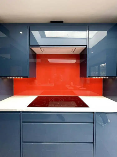 Matt Signal Red Colour Glass Splashback - Bespoke - CreoGlass®