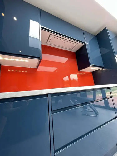 Matt Signal Red Colour Glass Splashback - Bespoke - CreoGlass®