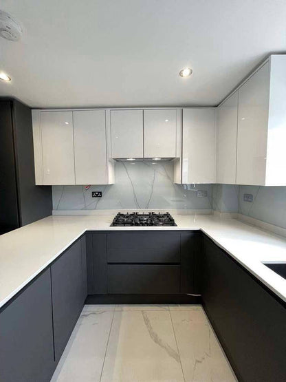 Silver - White Calacatta Splashback - Bespoke
