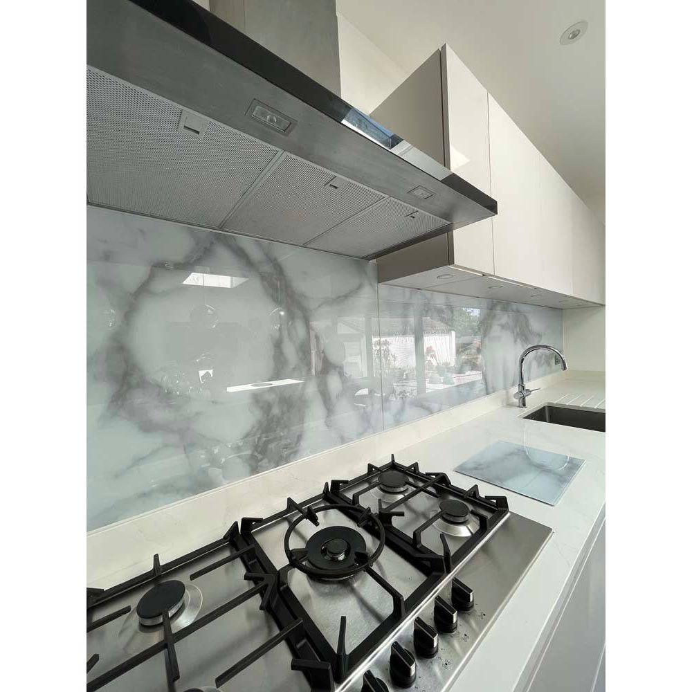 Silver - White Opera Splashback - Bespoke - CreoGlass®