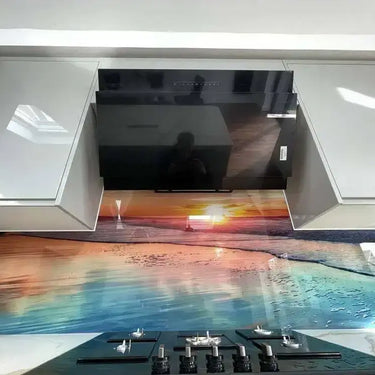 Sunset Beach Printed Glass Kitchen Splashback - Bespoke - CreoGlass®