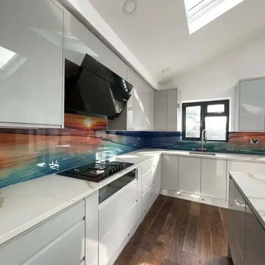 Sunset Beach Printed Glass Kitchen Splashback - Bespoke - CreoGlass®