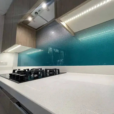 Teal to White- Gradient - Splashback - Bespoke - CreoGlass®