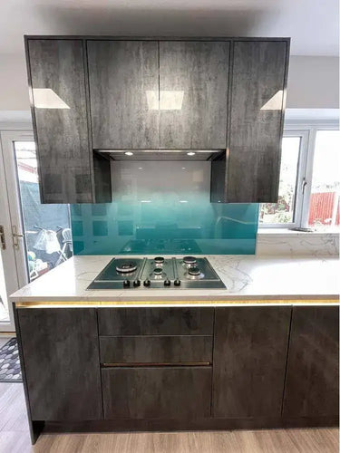 Teal to White- Gradient - Splashback - Bespoke - CreoGlass®