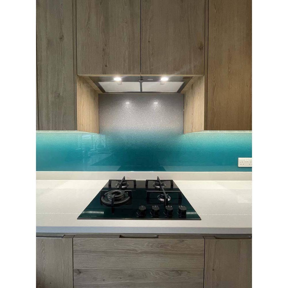 Teal to White- Gradient - Splashback - Bespoke - CreoGlass®