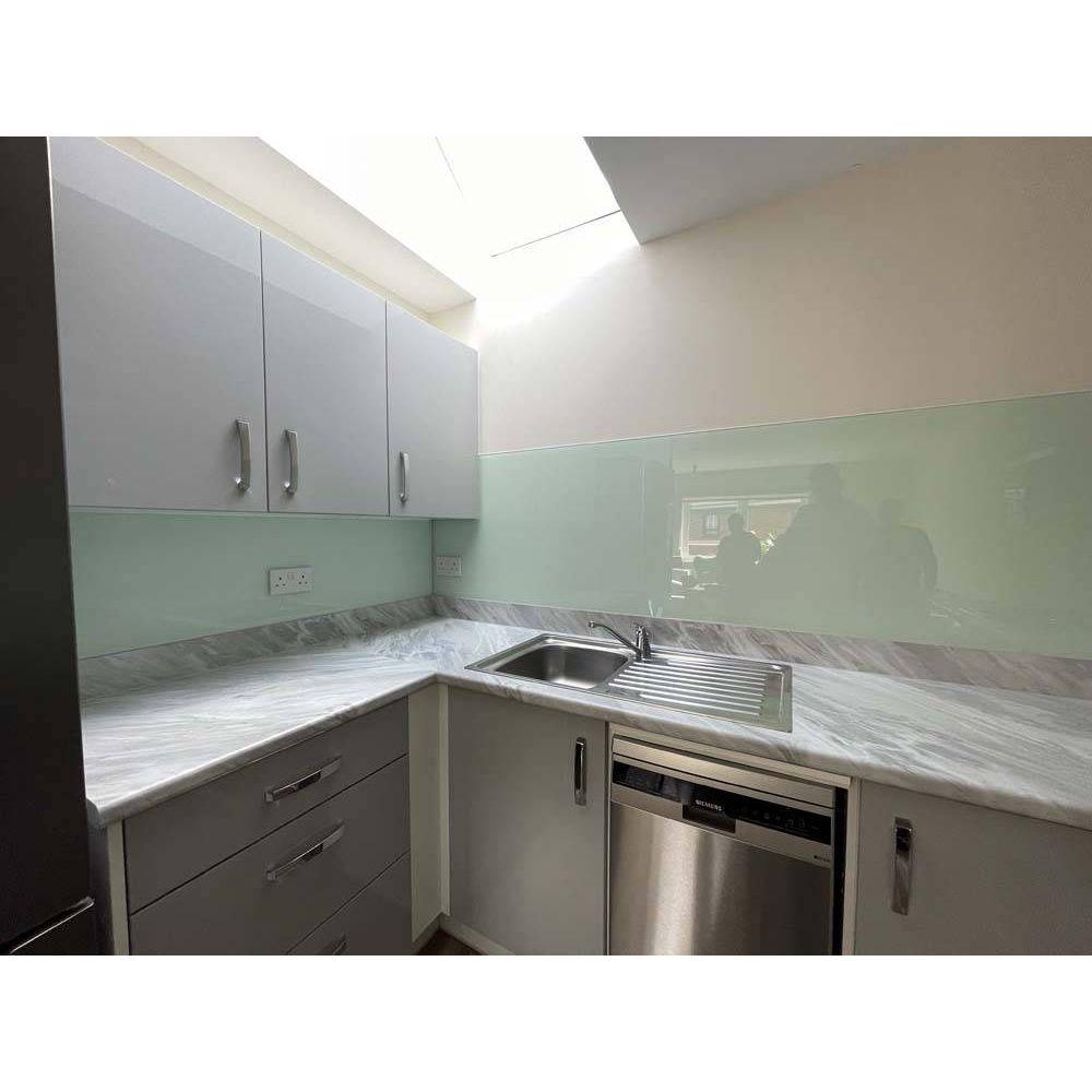 White Green Colour Glass Splashback - Bespoke - CreoGlass®