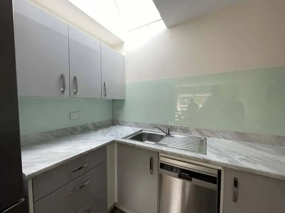 White Green Colour Glass Splashback - Bespoke