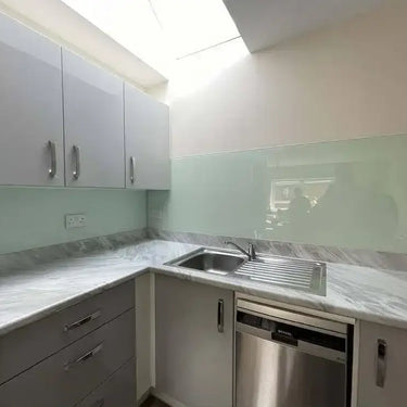 Matt White Green Colour Glass Splashback - Bespoke - CreoGlass®