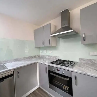 White Green Colour Glass Splashback - Bespoke - CreoGlass®