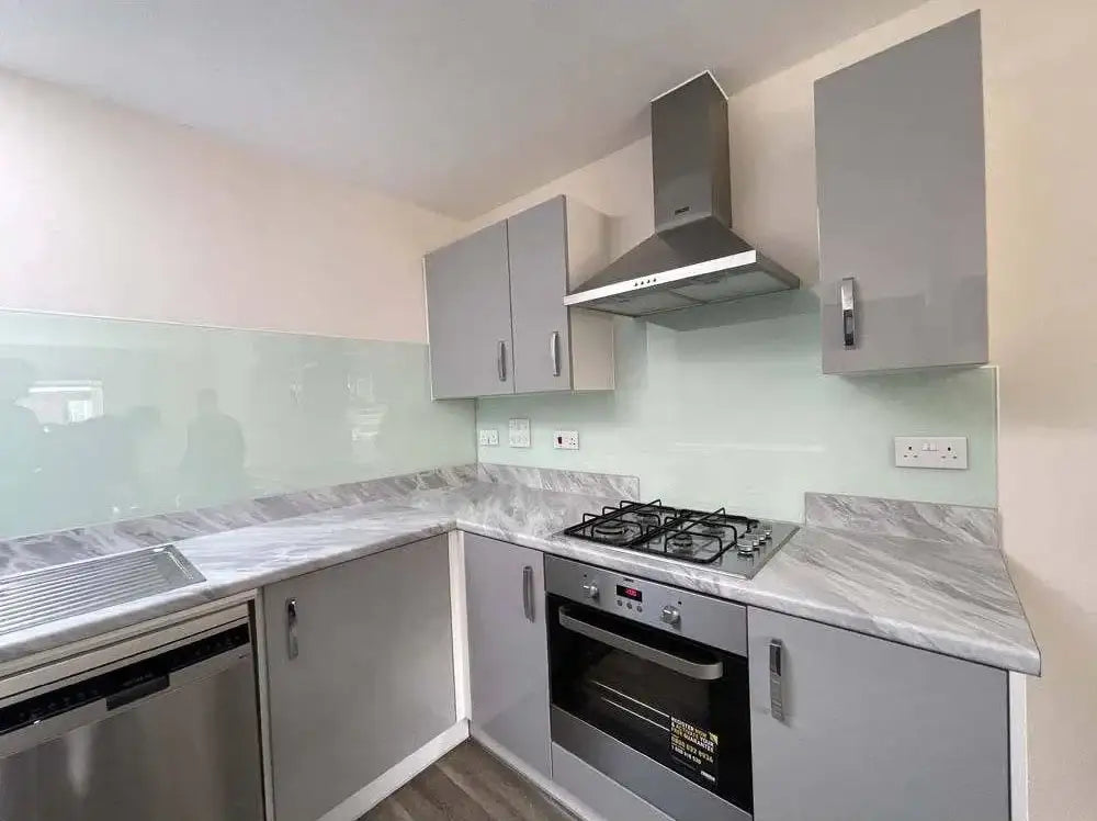 White Green Colour Glass Splashback - Bespoke