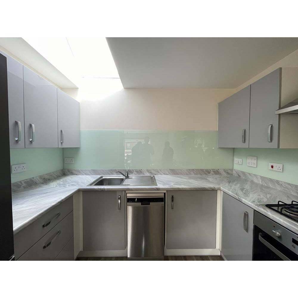 White Green Colour Glass Splashback - Bespoke - CreoGlass®