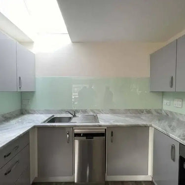 Matt White Green Colour Glass Splashback - Bespoke - CreoGlass®