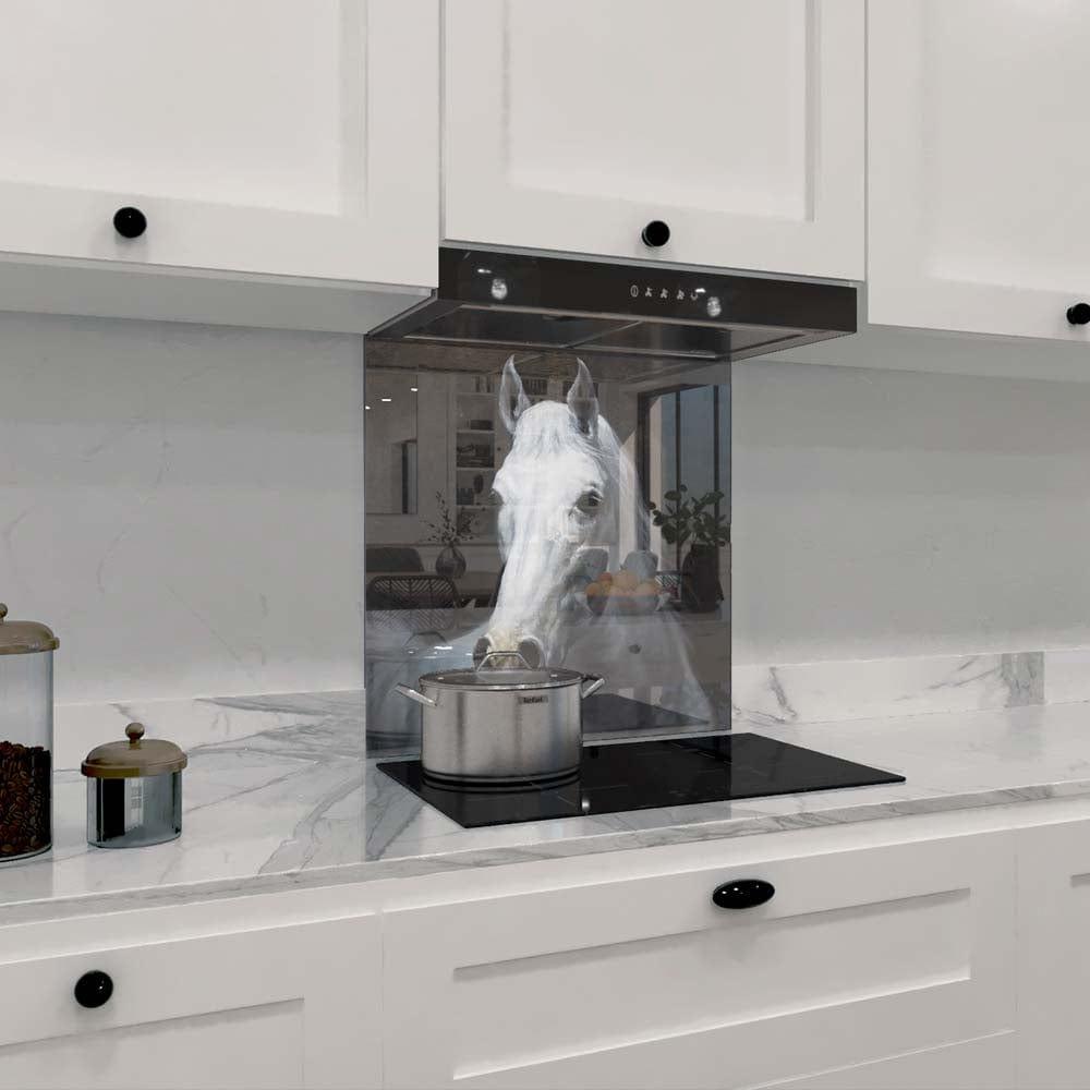 White Horse Printed Glass Splashback - DIY - CreoGlass®