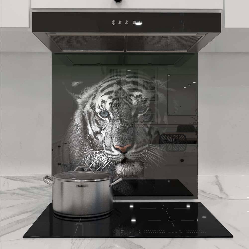 White Tiger in Spotlight Printed Glass Splashback - DIY - CreoGlass®