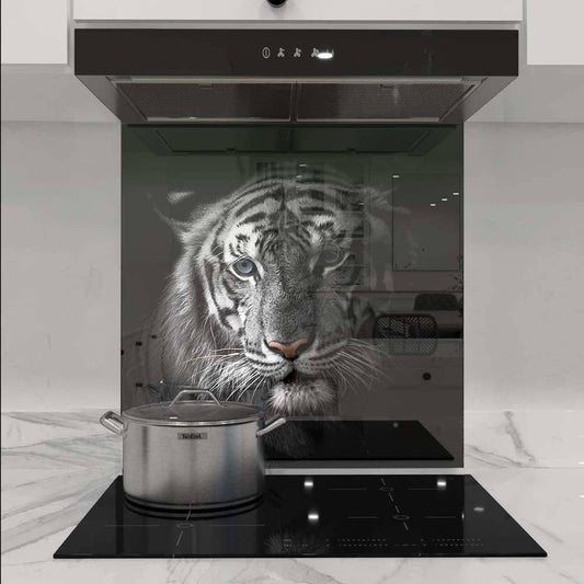 White Tiger in Spotlight Printed Glass Splashback - DIY - CreoGlass®