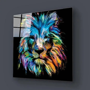 Abstract Blue Lion Glass Wall Art - DIY - CreoGlass®