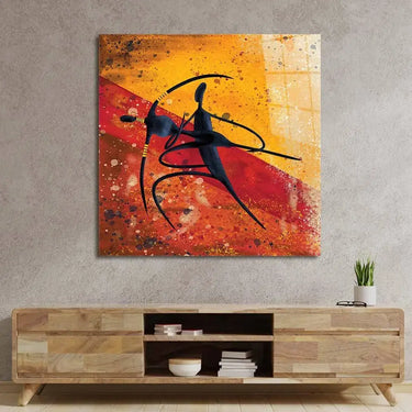 Abstract Dancing African Couple Glass Wall Art - DIY - CreoGlass®