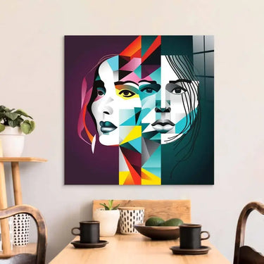 Abstract Gemini Woman Glass Wall Art - DIY - CreoGlass®