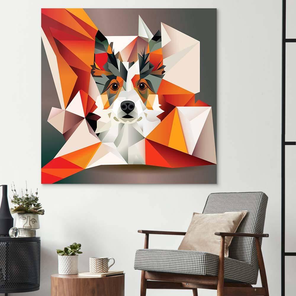 Abstract Geometric Corgi Glass Wall Art - DIY - CreoGlass®