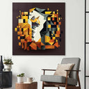 Abstract Geometric Ginger Cat Glass Wall Art - DIY - CreoGlass®