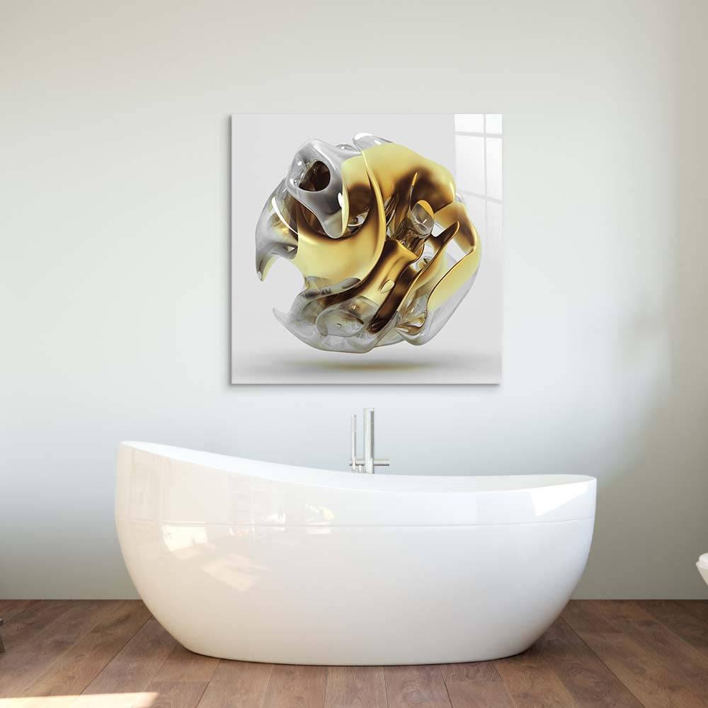 Abstract Gold Alien Flower Glass Wall Art - DIY - CreoGlass®