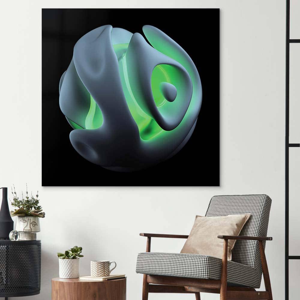 Abstract Green Alien Flower Glass Wall Art - DIY - CreoGlass®