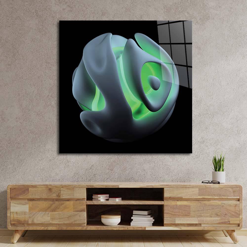 Abstract Green Alien Flower Glass Wall Art - DIY - CreoGlass®