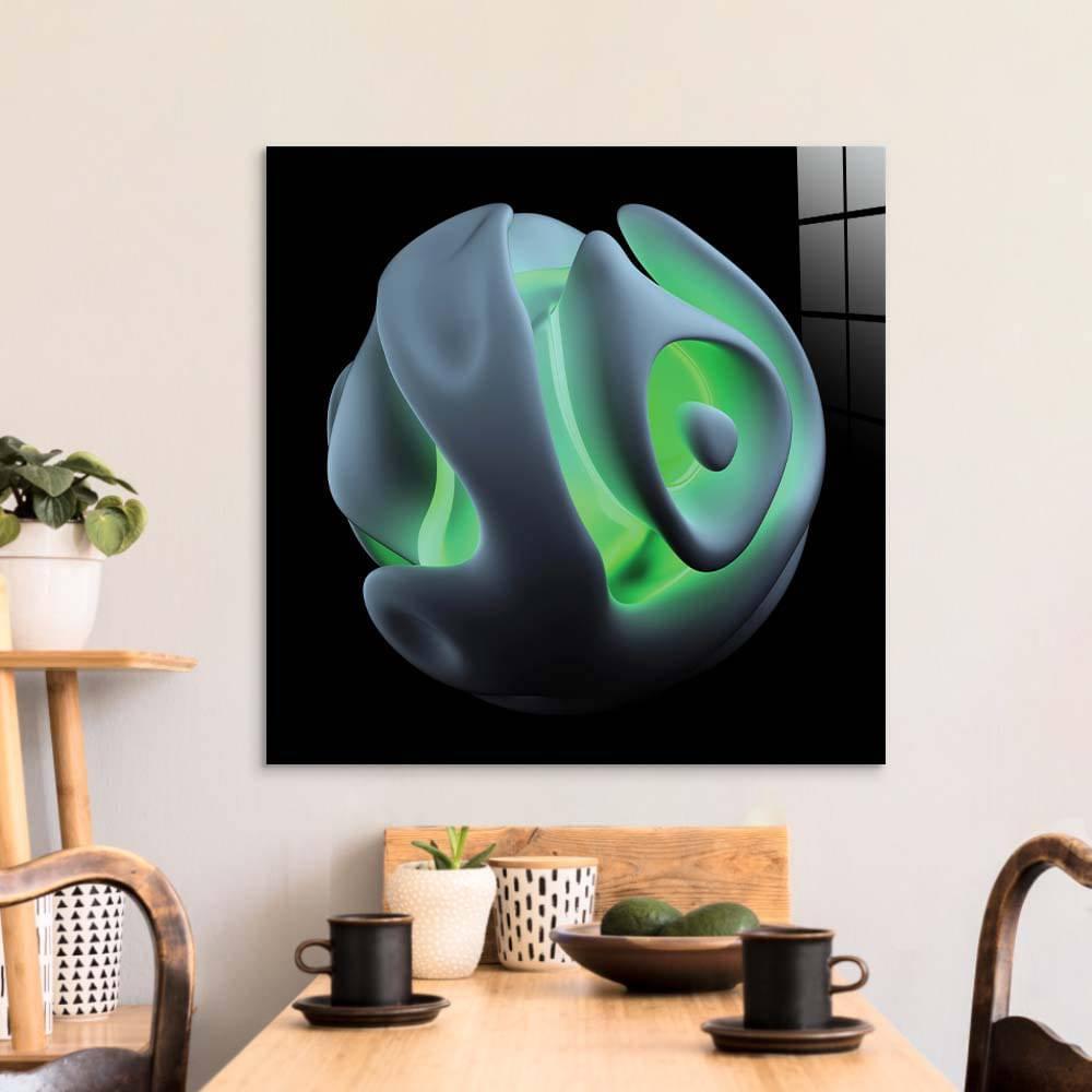 Abstract Green Alien Flower Glass Wall Art - DIY - CreoGlass®