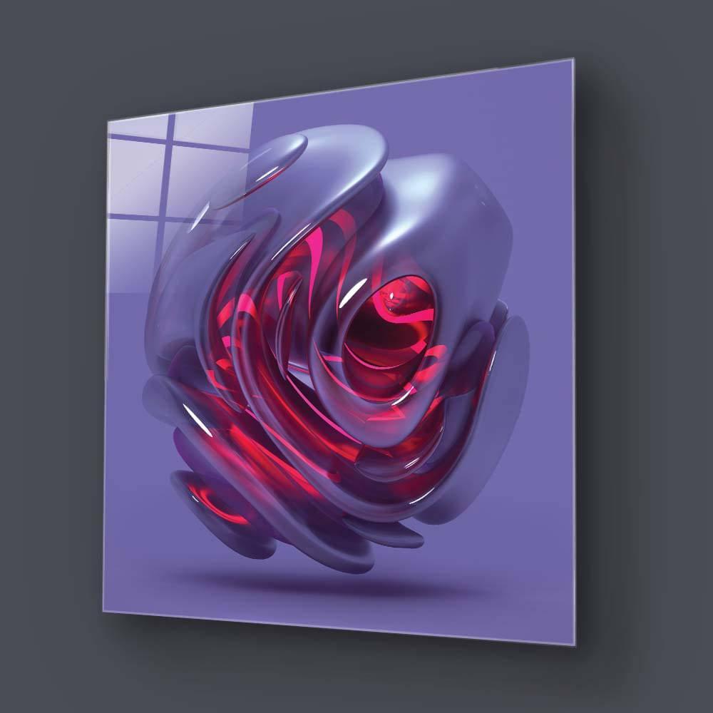 Abstract Red Alien Flower Glass Wall Art - DIY - CreoGlass®