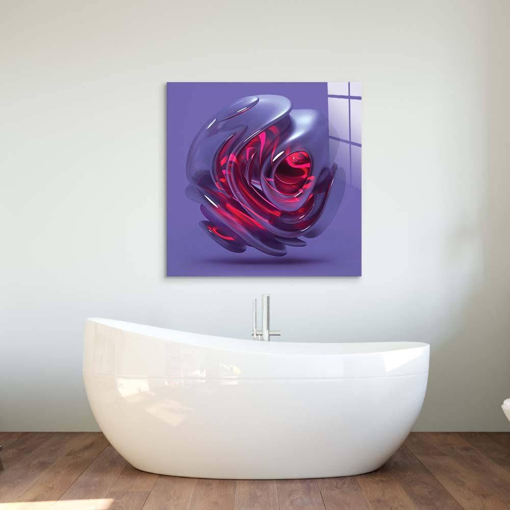 Abstract Red Alien Flower Glass Wall Art - DIY - CreoGlass®