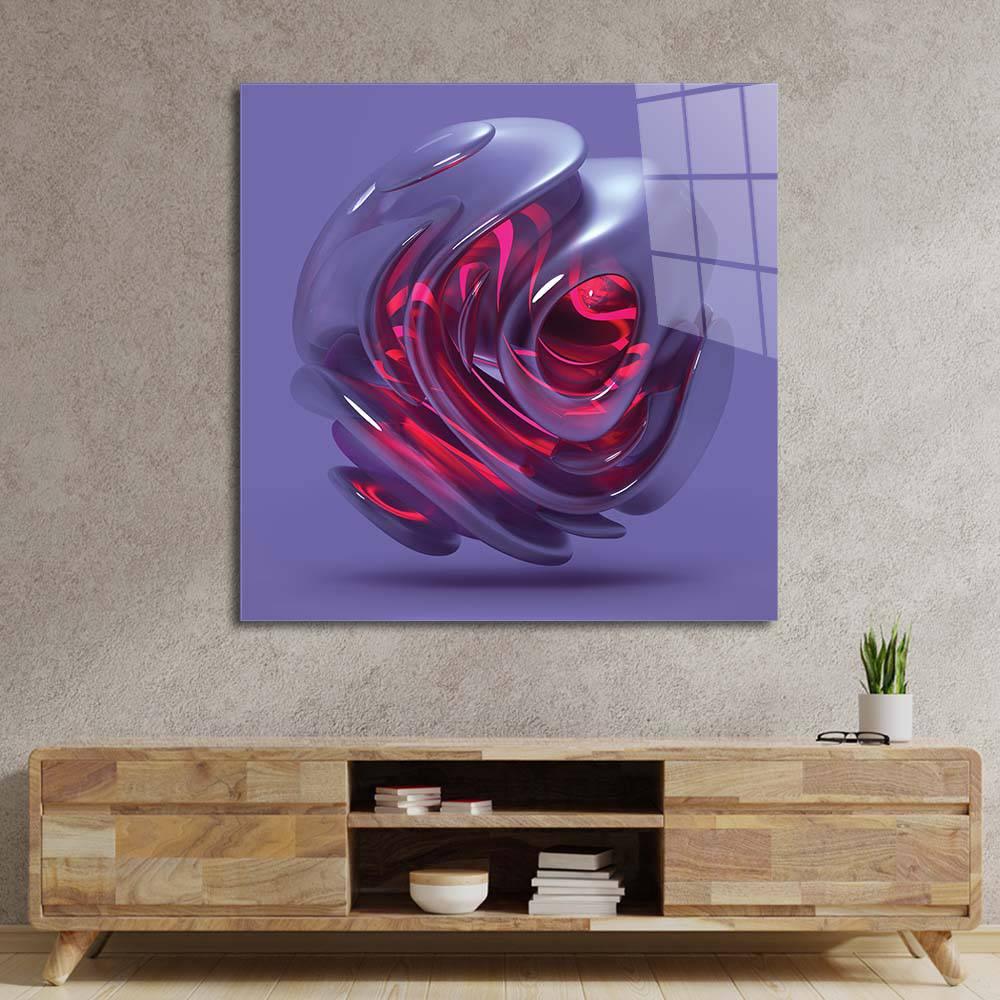 Abstract Red Alien Flower Glass Wall Art - DIY - CreoGlass®