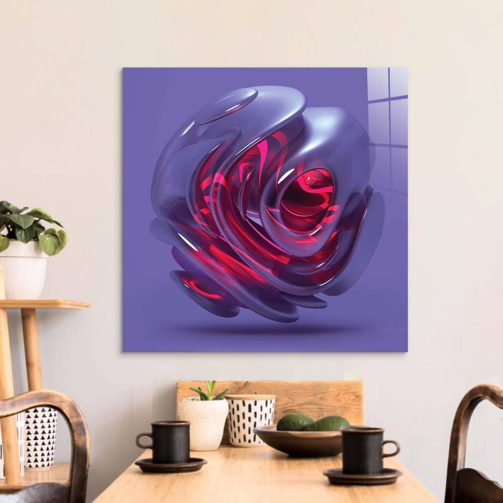 Abstract Red Alien Flower Glass Wall Art - DIY - CreoGlass®