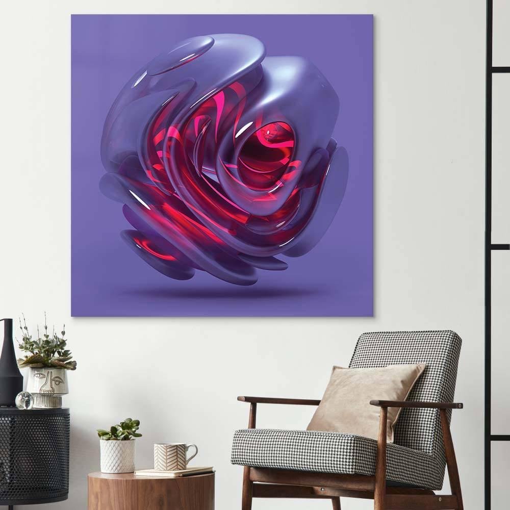 Abstract Red Alien Flower Glass Wall Art - DIY - CreoGlass®