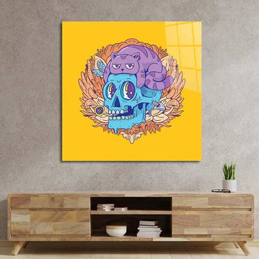 Abstract Skull Cat Glass Wall Art - DIY - CreoGlass®