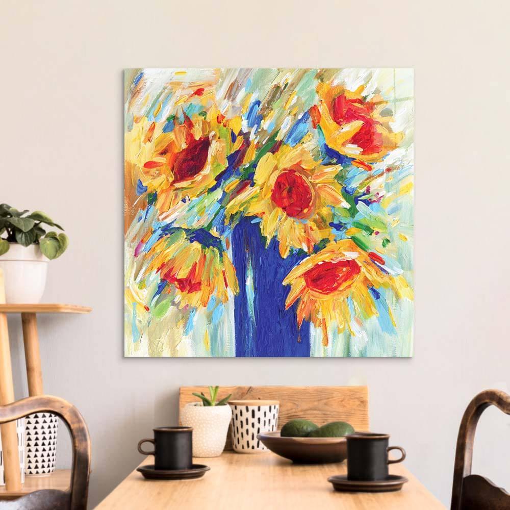 Abstract Sunflowers Glass Wall Art - DIY - CreoGlass®