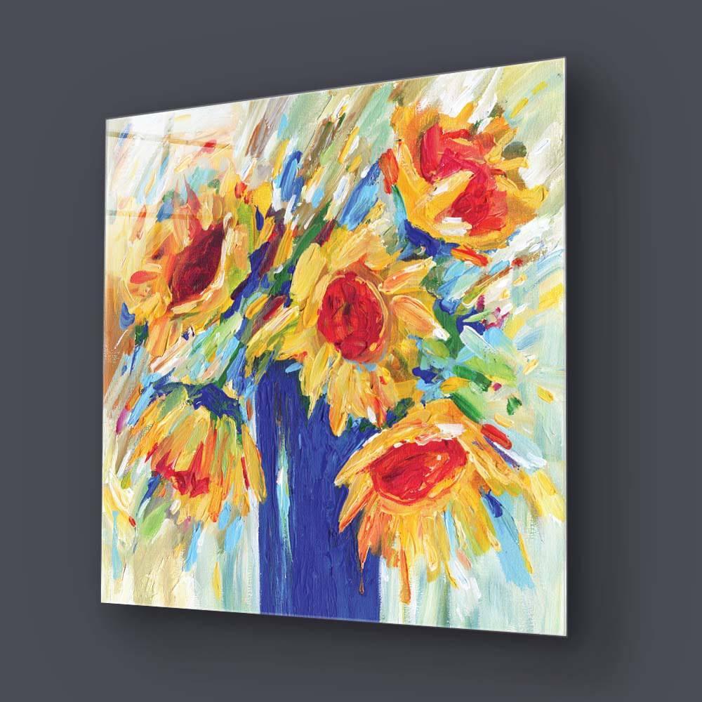 Abstract Sunflowers Glass Wall Art - DIY - CreoGlass®