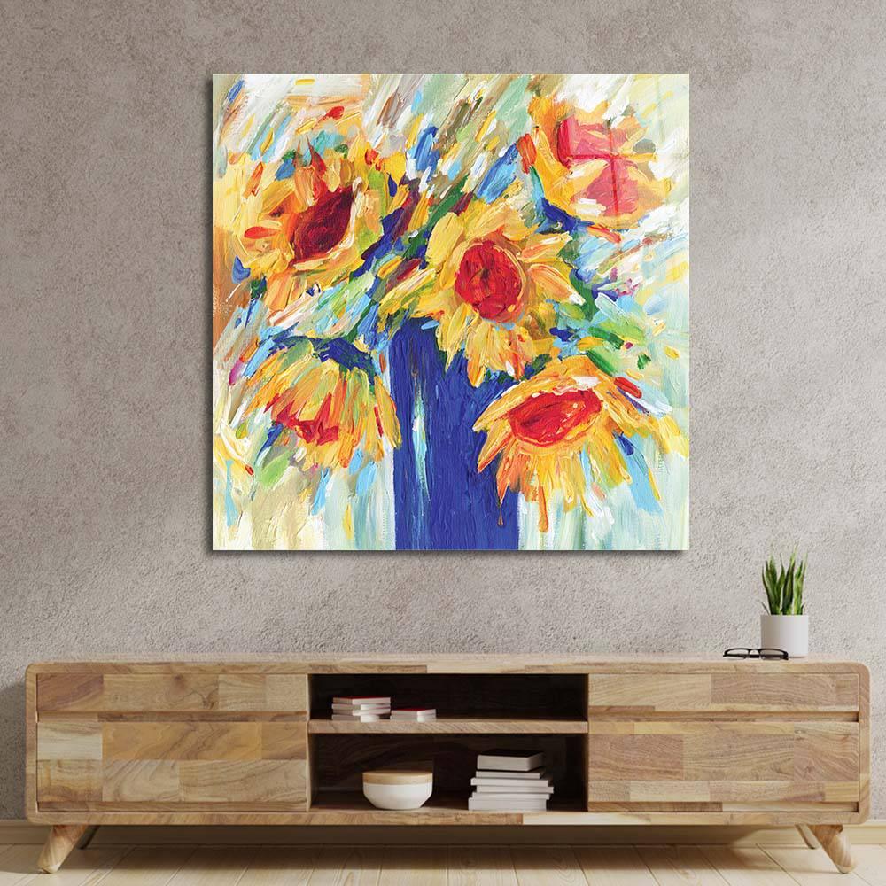 Abstract Sunflowers Glass Wall Art - DIY - CreoGlass®