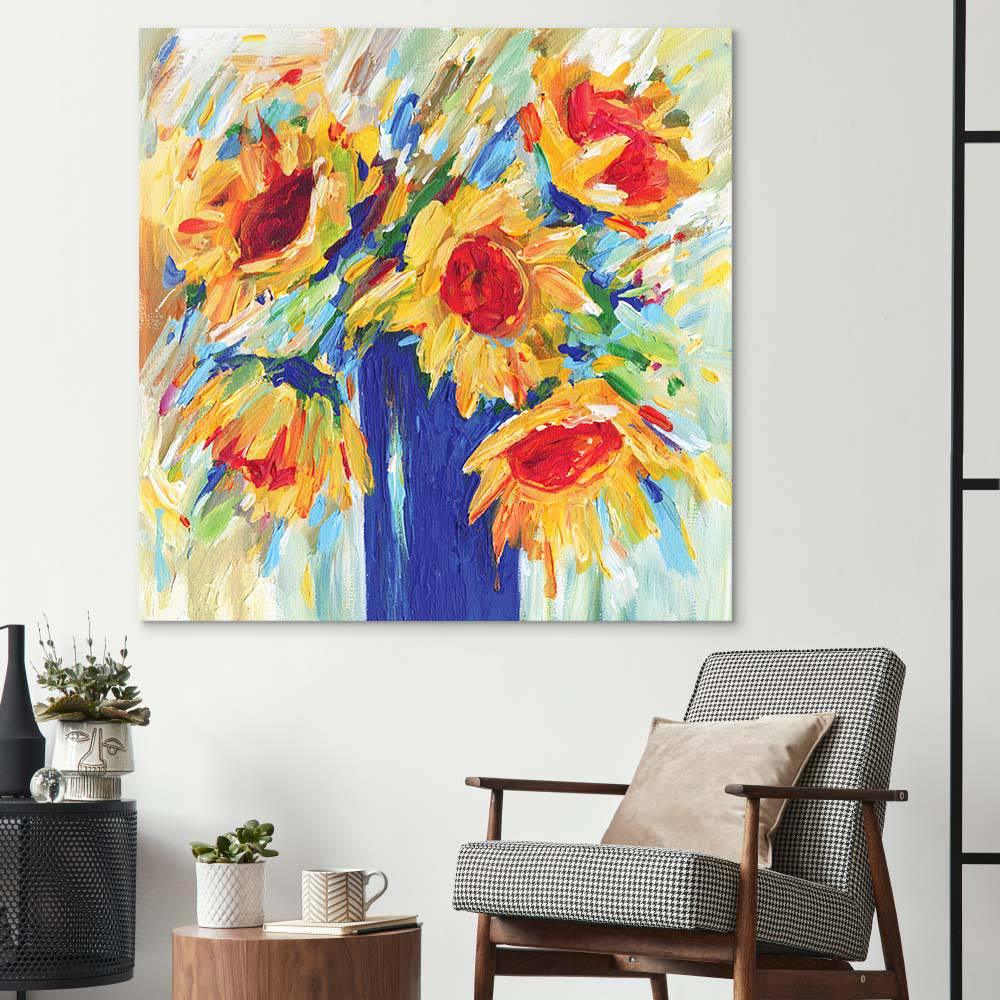 Abstract Sunflowers Glass Wall Art - DIY - CreoGlass®