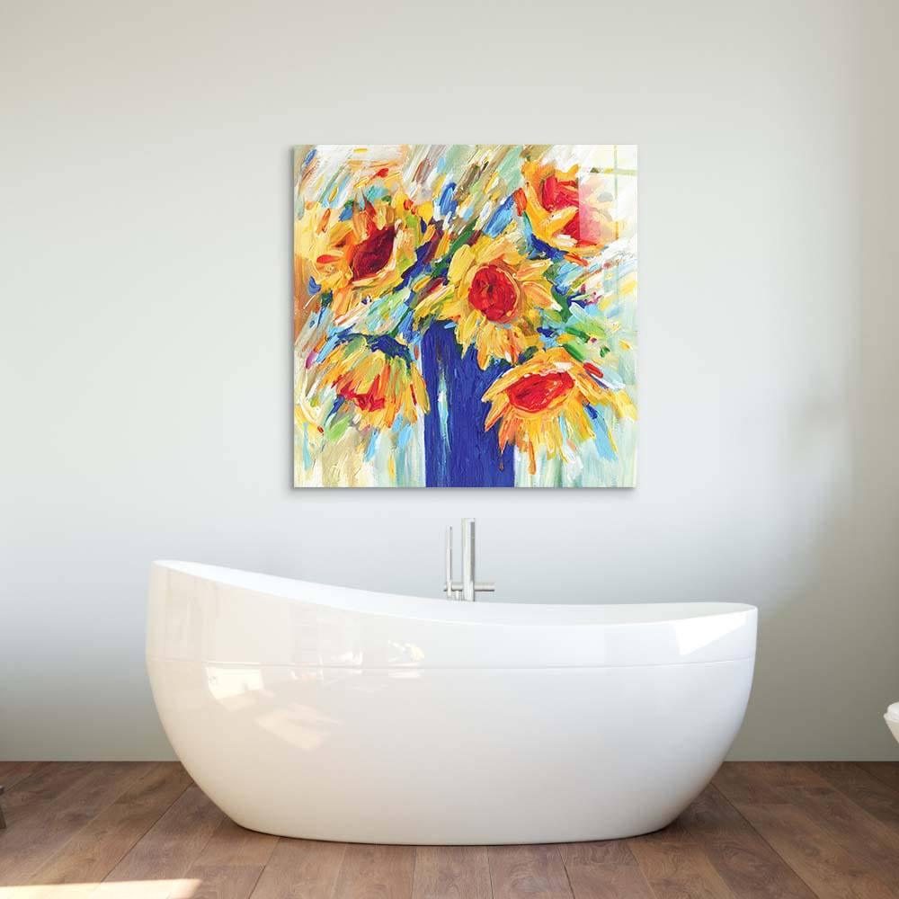 Abstract Sunflowers Glass Wall Art - DIY - CreoGlass®