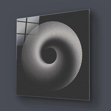 Black Abstract Halftone Spiral Glass Wall Art - DIY - CreoGlass®
