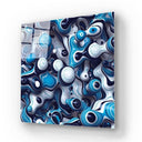 Blue and White Abstract Drops Glass Wall Art - DIY - CreoGlass®
