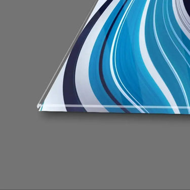 Blue and White Abstract Drops Glass Wall Art - DIY - CreoGlass®