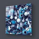 Blue and White Abstract Drops Glass Wall Art - DIY - CreoGlass®
