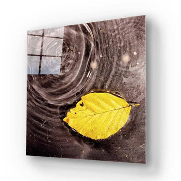 Fallen Autumn Leaf on Water Glass Wall Art - DIY - CreoGlass®