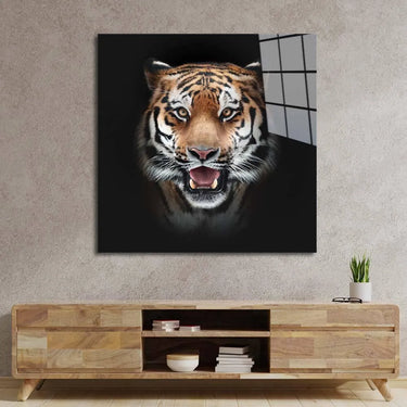 Front-Facing Tiger in Spotlight Glass Wall Art - DIY - CreoGlass®