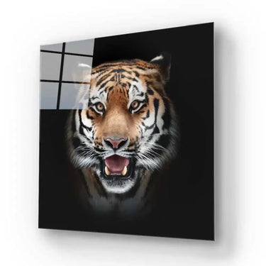 Front-Facing Tiger in Spotlight Glass Wall Art - DIY - CreoGlass®