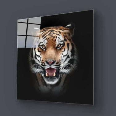 Front-Facing Tiger in Spotlight Glass Wall Art - DIY - CreoGlass®