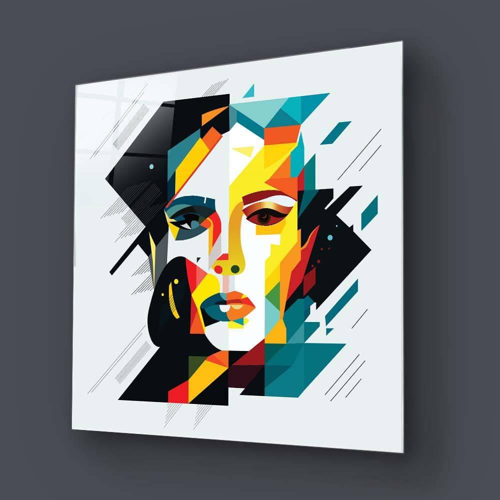 Geometric Female Portrait Glass Wall Art - DIY - CreoGlass®